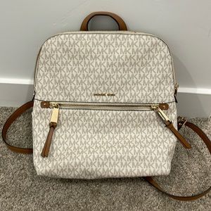 Michael Kors Cream and Brown Backpack